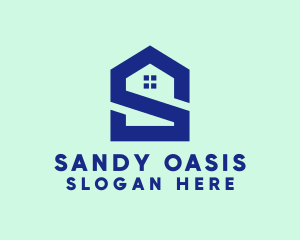 S Shape Polygon House  logo design