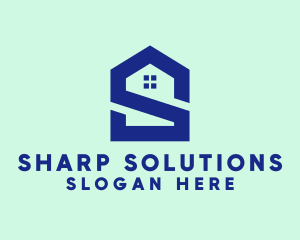 S Shape Polygon House  logo design