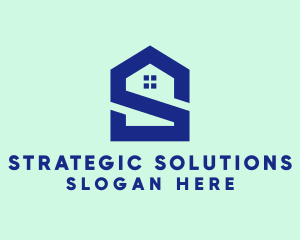 S Shape Polygon House  logo design