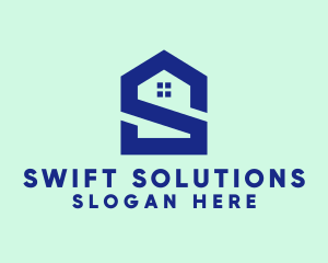 S Shape Polygon House  logo design