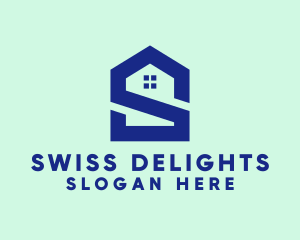 S Shape Polygon House  logo design