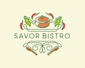 Kitchen Cooking Pot Restaurant logo design