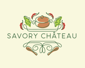 Kitchen Cooking Pot Restaurant logo design