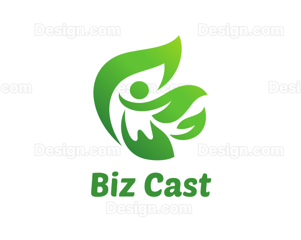 Green Leaves Person Logo