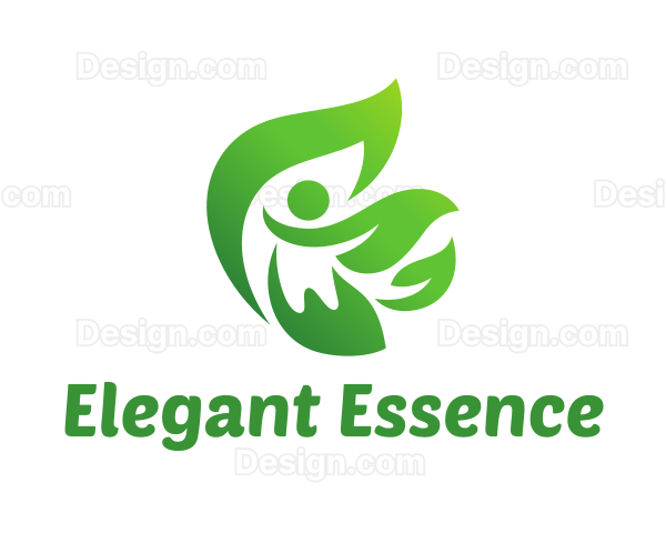 Green Leaves Person Logo