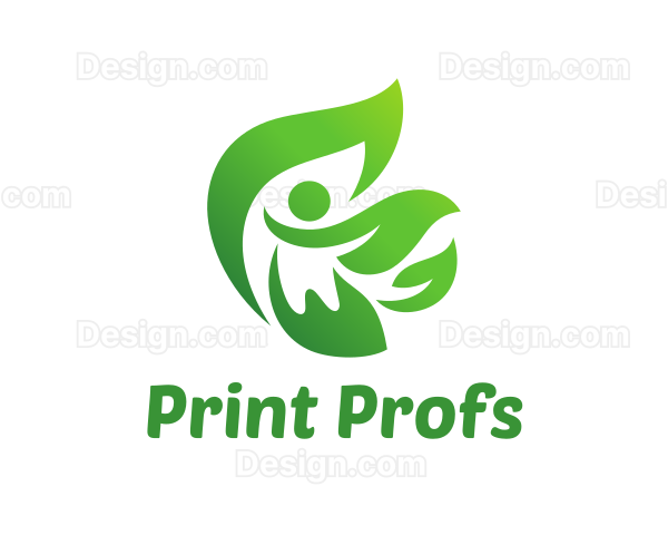 Green Leaves Person Logo