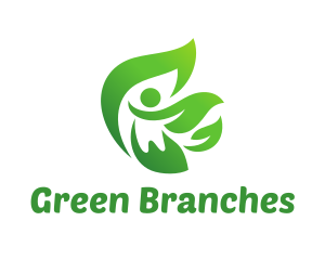 Green Leaves Person logo design