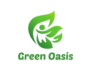 Green Leaves Person logo design