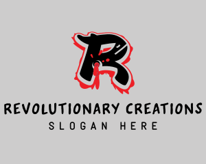 Splatter Graffiti Letter R logo design