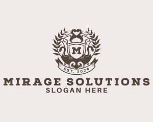 Shield Plantation Wreath logo design