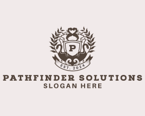 Shield Plantation Wreath logo design