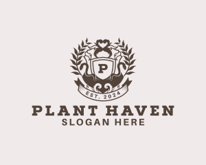 Shield Plantation Wreath logo design