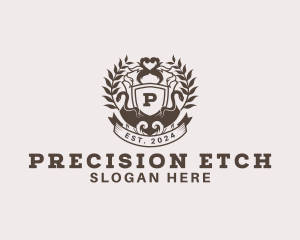 Shield Plantation Wreath logo design