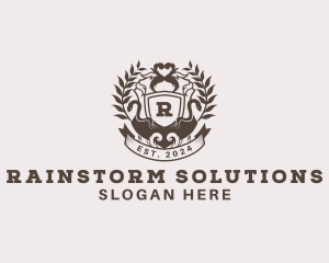 Shield Plantation Wreath logo design