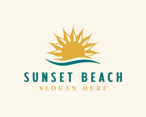 Tropical Sunset Wave logo design