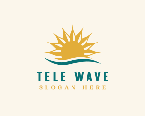 Tropical Sunset Wave logo design