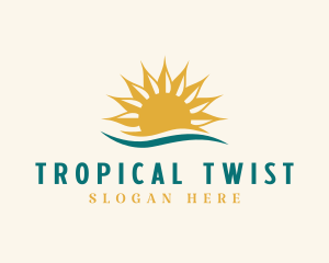 Tropical Sunset Wave logo design