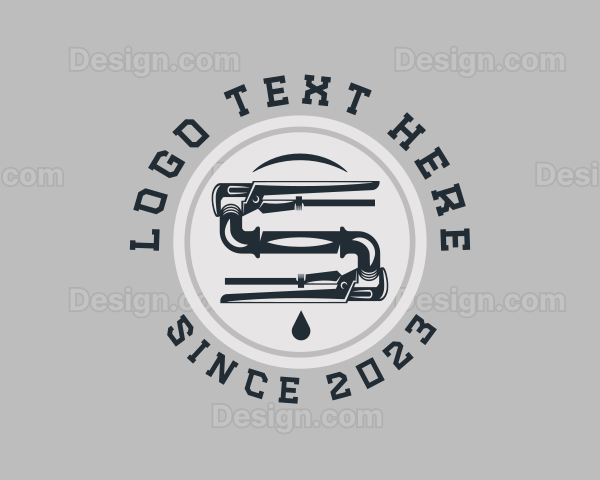 Pipe Wrench Plumbing Maintenance Logo