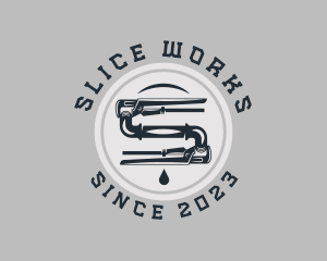 Pipe Wrench Plumbing Maintenance logo design