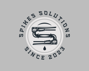 Pipe Wrench Plumbing Maintenance logo design