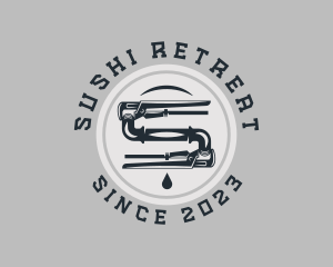 Pipe Wrench Plumbing Maintenance logo design