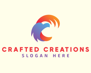 Gradient Eagle Letter C logo design