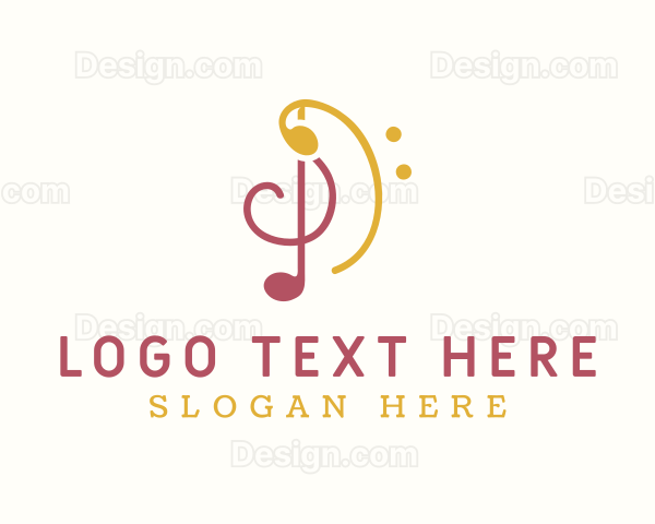 Musical Notes Clef Logo