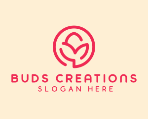 Minimalist Flower Bud logo design