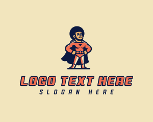 Male Afro Superhero Logo