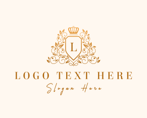 Floral Wreath Crown Shield Logo