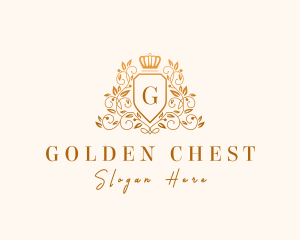 Floral Wreath Crown Shield logo design