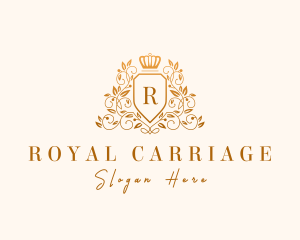 Floral Wreath Crown Shield logo design