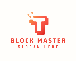 Pixel Block Letter T logo