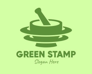 Green Mortar & Pestle logo design