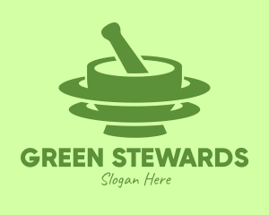 Green Mortar & Pestle logo design