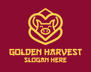 Golden Asian Pig logo design