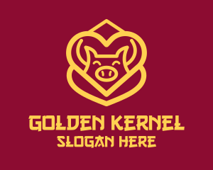 Golden Asian Pig logo design