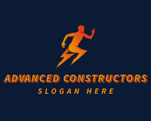 Running Athletic Electric Bolt logo design