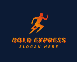 Running Athletic Electric Bolt logo design