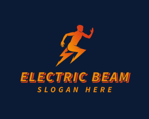 Running Athletic Electric Bolt logo design