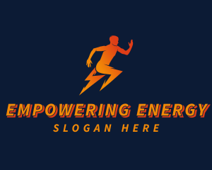 Running Athletic Electric Bolt logo design