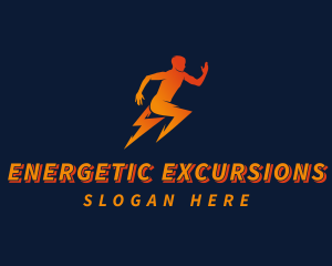 Running Athletic Electric Bolt logo design