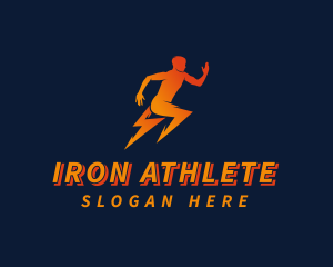 Running Athletic Electric Bolt logo design