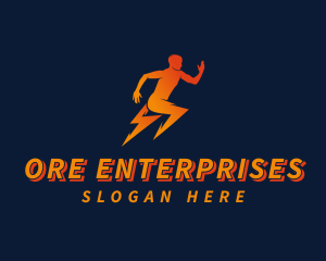 Running Athletic Electric Bolt logo design