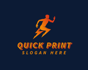 Running Athletic Electric Bolt logo design