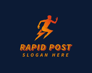 Running Athletic Electric Bolt logo design