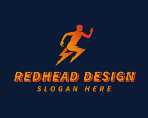 Running Athletic Electric Bolt logo design