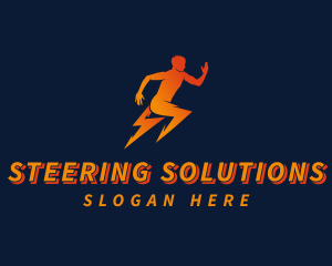 Running Athletic Electric Bolt logo design