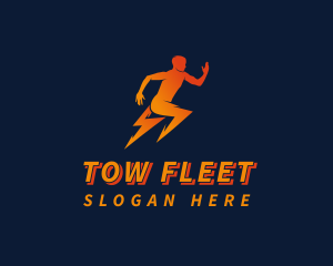 Running Athletic Electric Bolt logo design