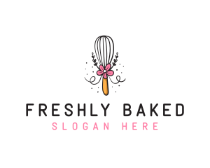 Floral Baking Wisk logo design